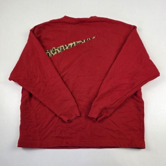 Nike Sweatshirt Womens Red Big Cheetah Swoosh Outdoor Ladies Athleisure Sz Small - Picture 10 of 10